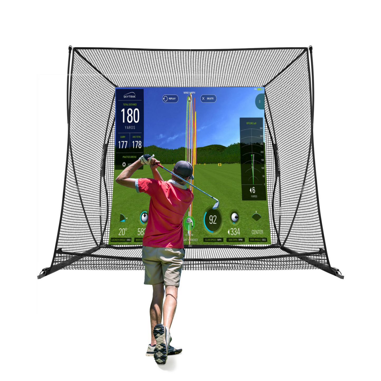 10 x 8 ft Golf Cage Practice Hitting Net with HD Simulator Screen
