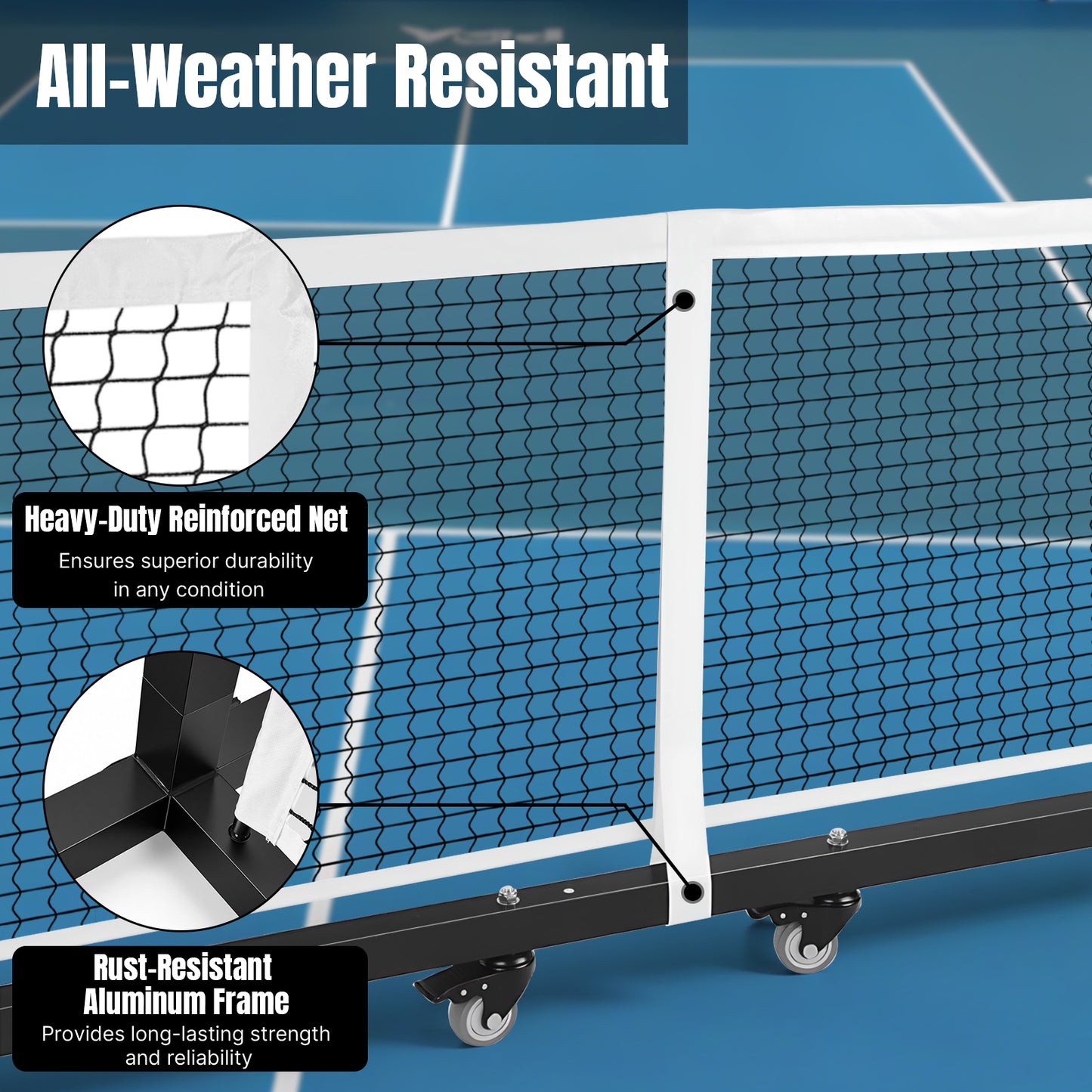 Semi-Permanent 22 ft Pickleball Net