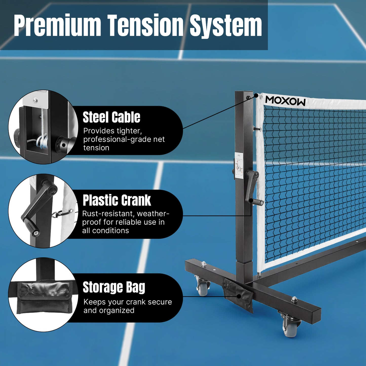 Semi-Permanent 22 ft Pickleball Net