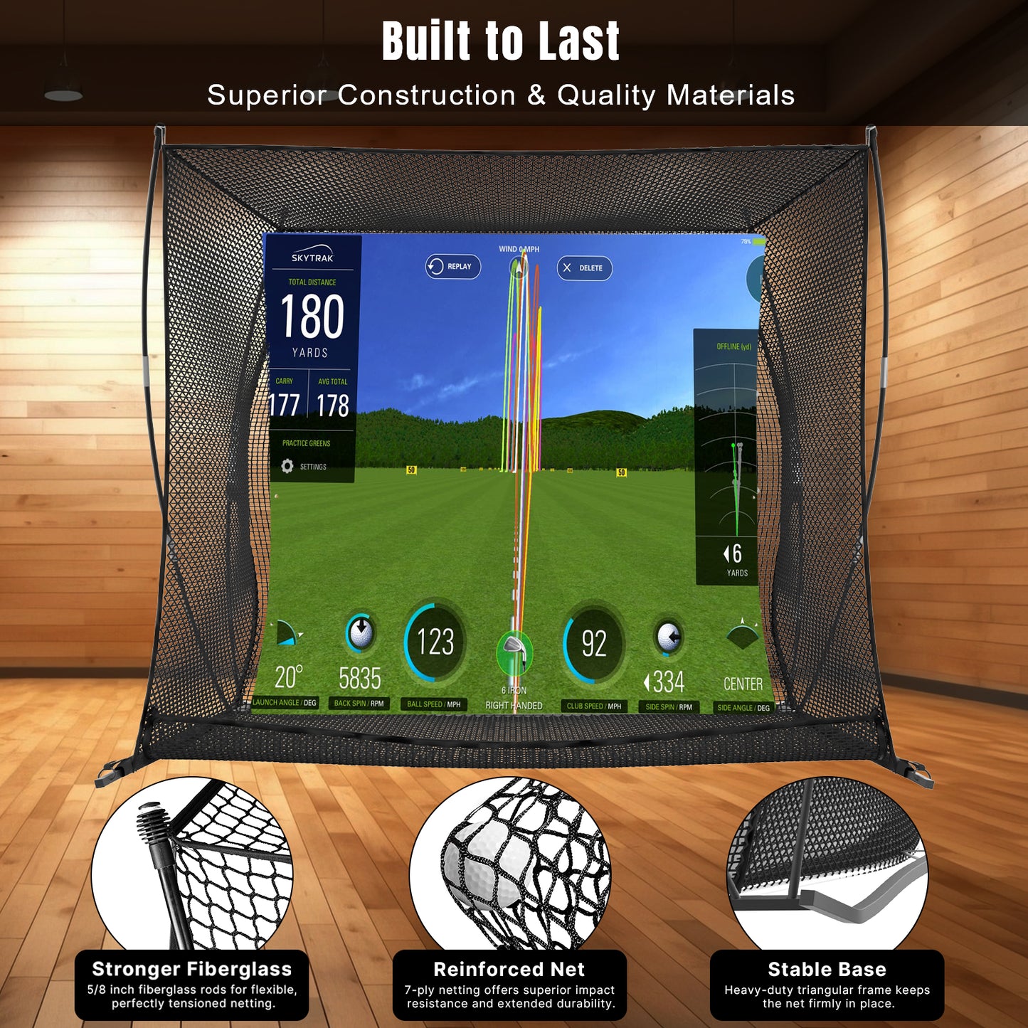 10 x 8 ft Golf Cage Practice Hitting Net with HD Simulator Screen
