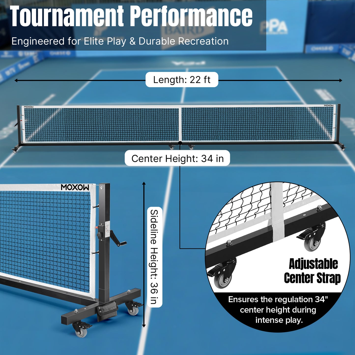 Semi-Permanent 22 ft Pickleball Net